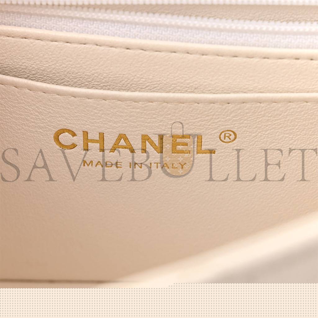 Ch*el master caviar quilted mini top handle rectangular flap white as2431 (20*13*9cm)